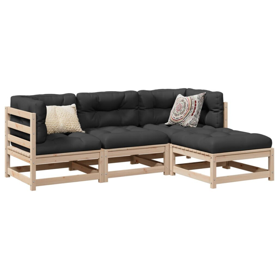 vidaXL 4-delige Loungeset massief grenenhout afbeelding 1