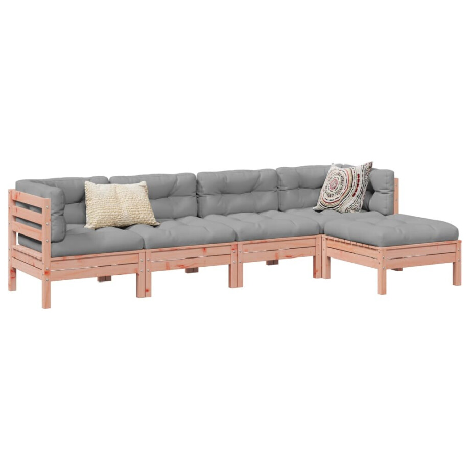 vidaXL 5-delige Loungeset met kussens massief douglas vurenhout afbeelding 1
