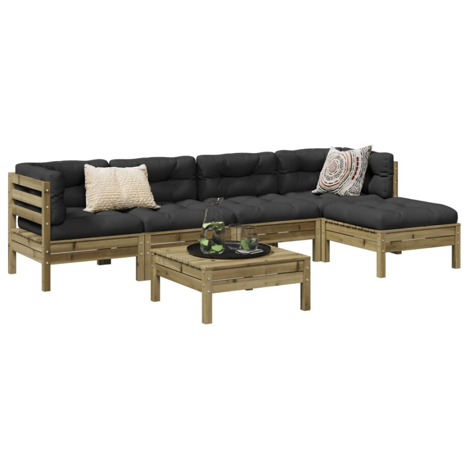 vidaXL 6-delige Loungeset met kussens geïmpregneerd grenenhout afbeelding 1