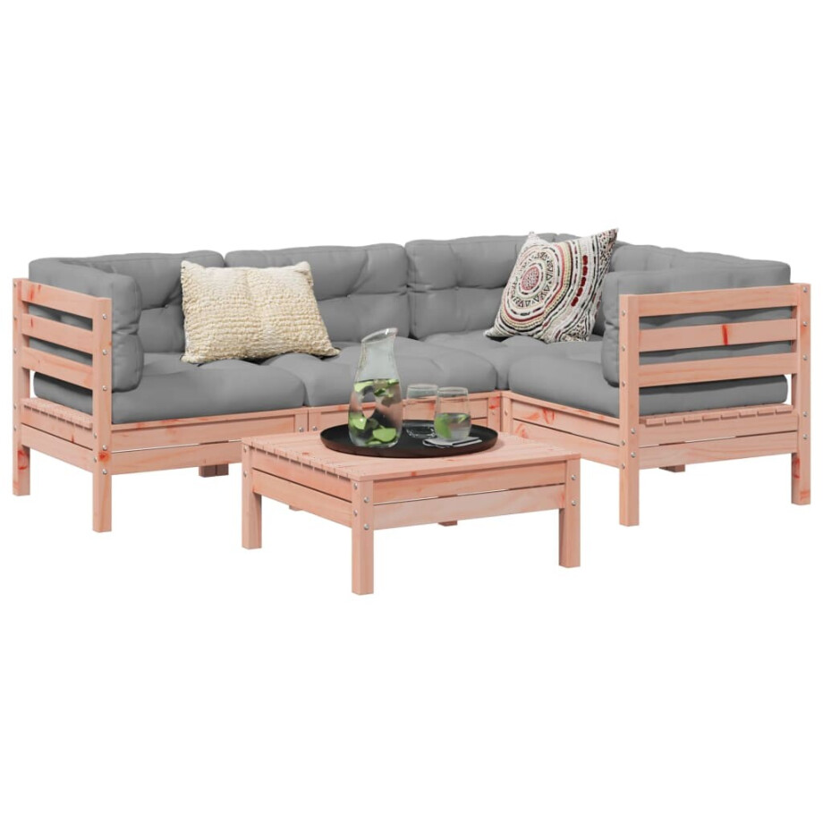 vidaXL 5-delige Loungeset met kussens massief douglas vurenhout afbeelding 1