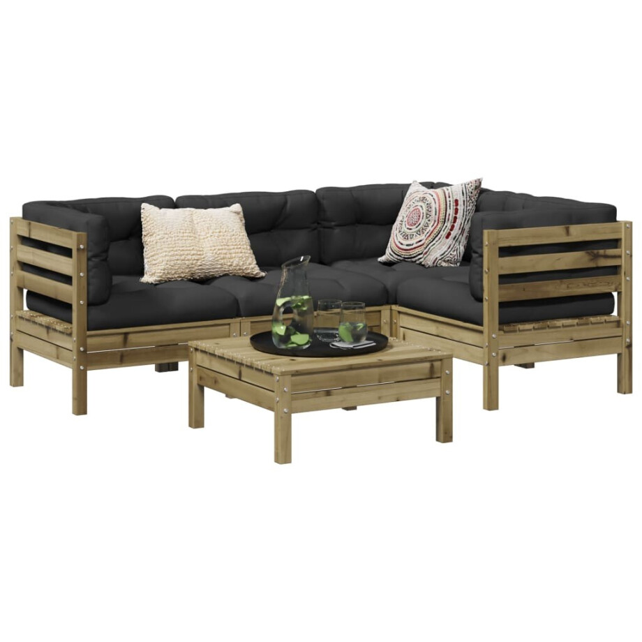 vidaXL 5-delige Loungeset met kussens geïmpregneerd grenenhout afbeelding 1