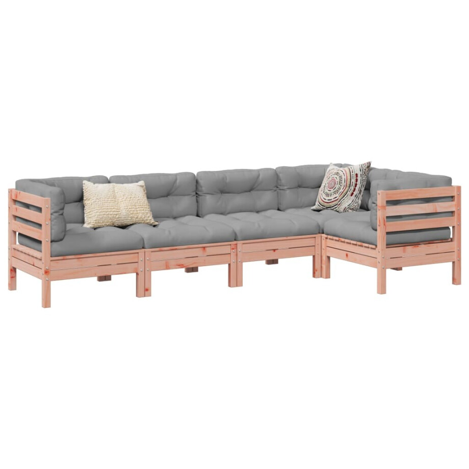 vidaXL 5-delige Loungeset met kussens massief douglas vurenhout afbeelding 1