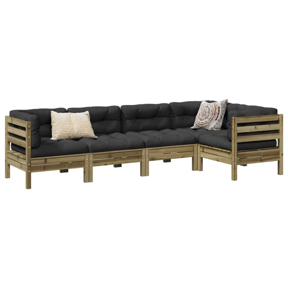 vidaXL 5-delige Loungeset met kussens geïmpregneerd grenenhout vidaXL 5-delige Loungeset met kussens geïmpregneerd grenenhout afbeelding 1