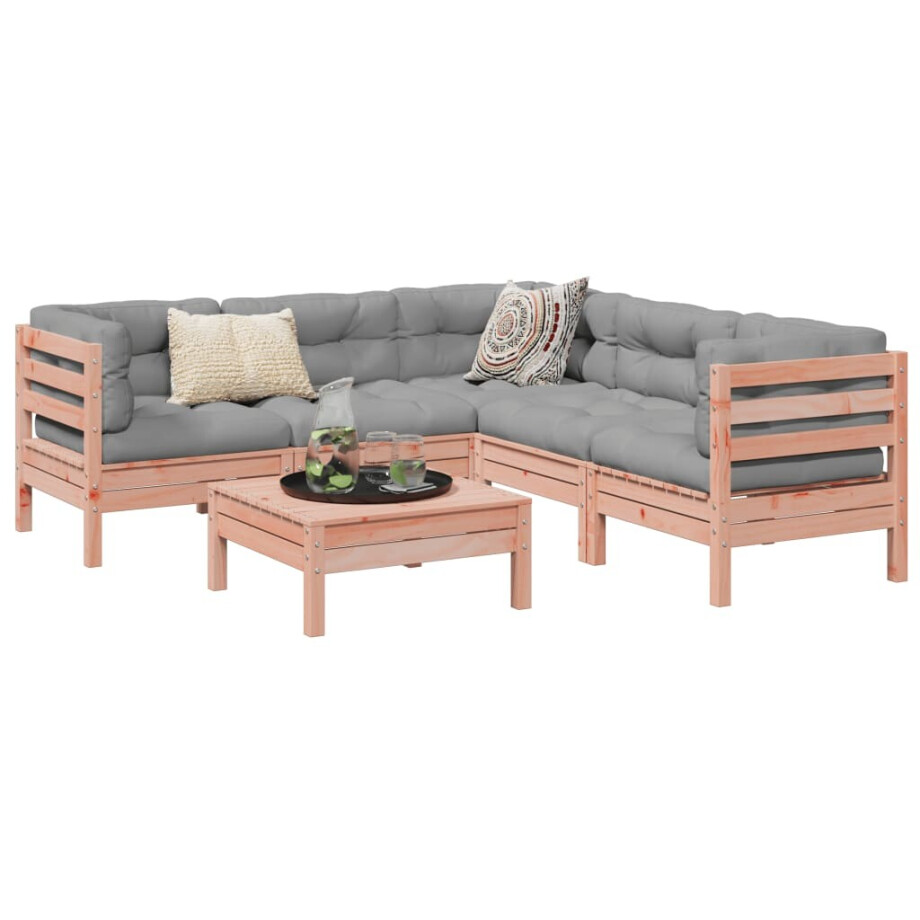 vidaXL 6-delige Loungeset met kussens massief douglas vurenhout afbeelding 1