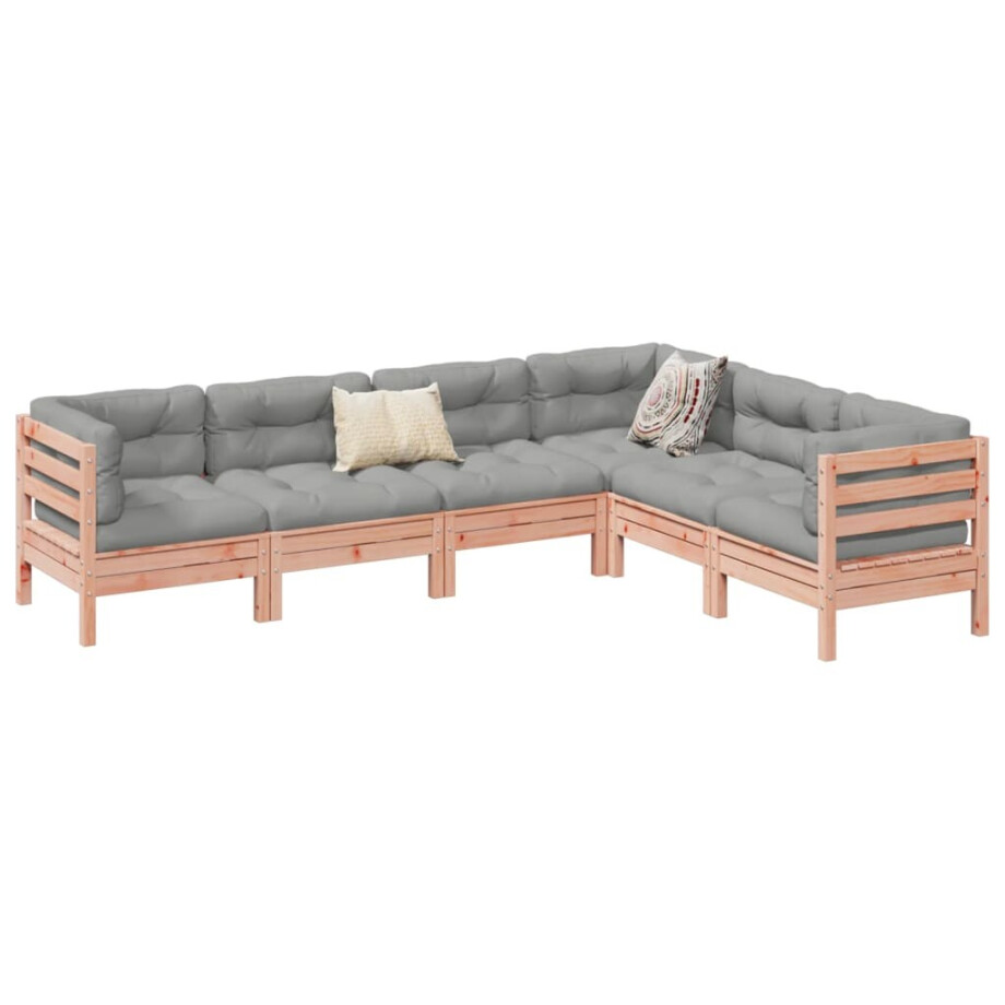 vidaXL 6-delige Loungeset met kussens massief douglas vurenhout afbeelding 1