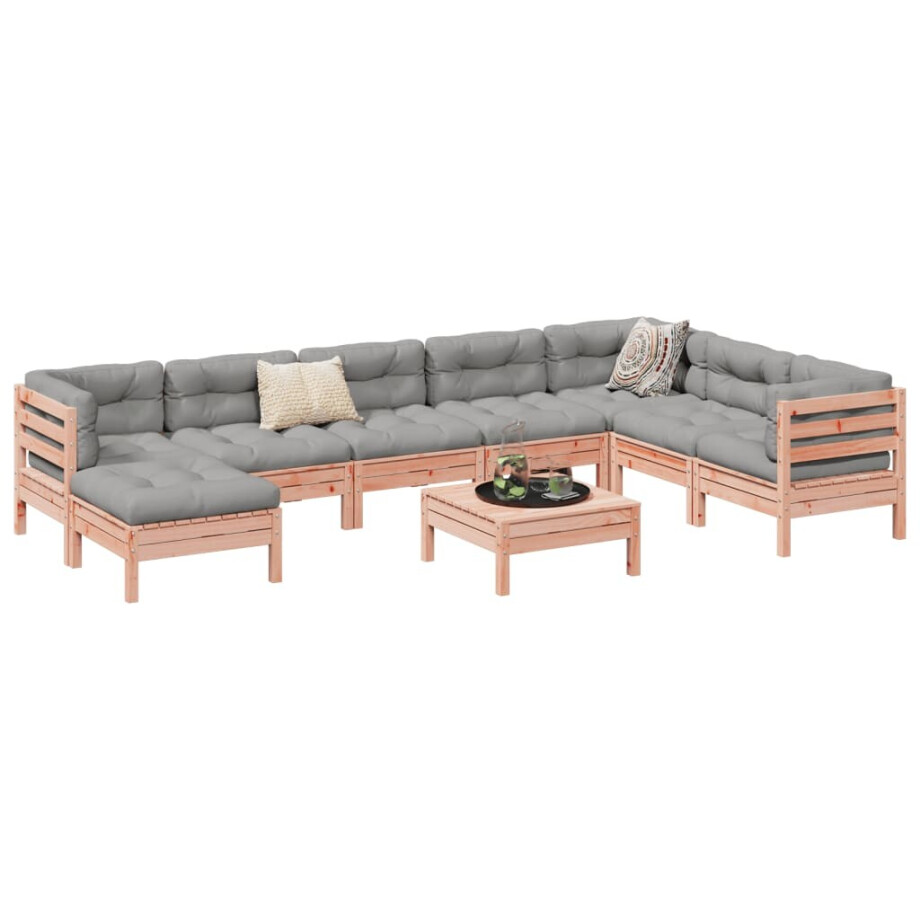 vidaXL 9-delige Loungeset met kussens massief douglas vurenhout afbeelding 1