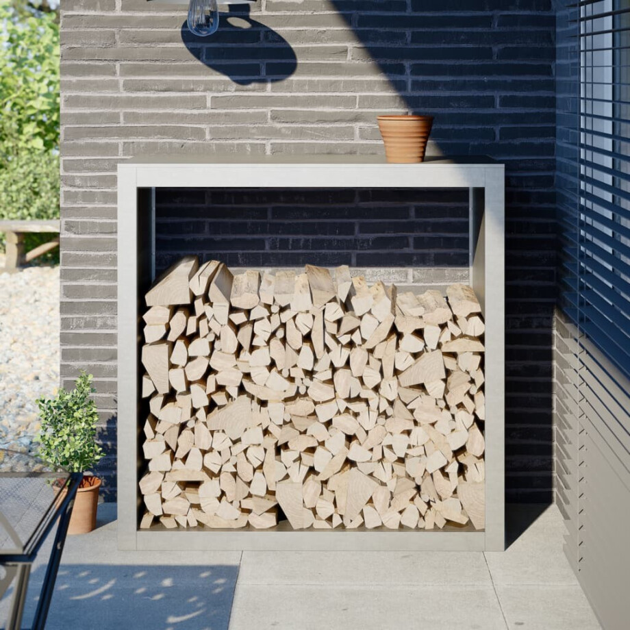 vidaXL Haardhoutrek 100x40x100 cm roestvrij staal afbeelding 1