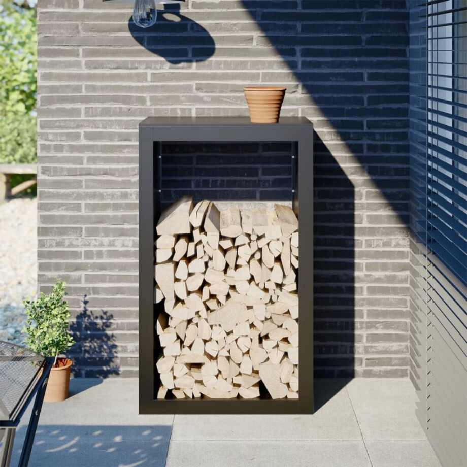 vidaXL Haardhoutrek 60x40x100 cm staal zwart afbeelding 1