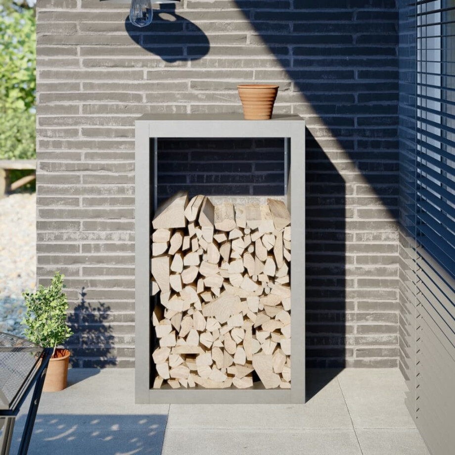 vidaXL Haardhoutrek 60x40x100 cm roestvrij staal afbeelding 1