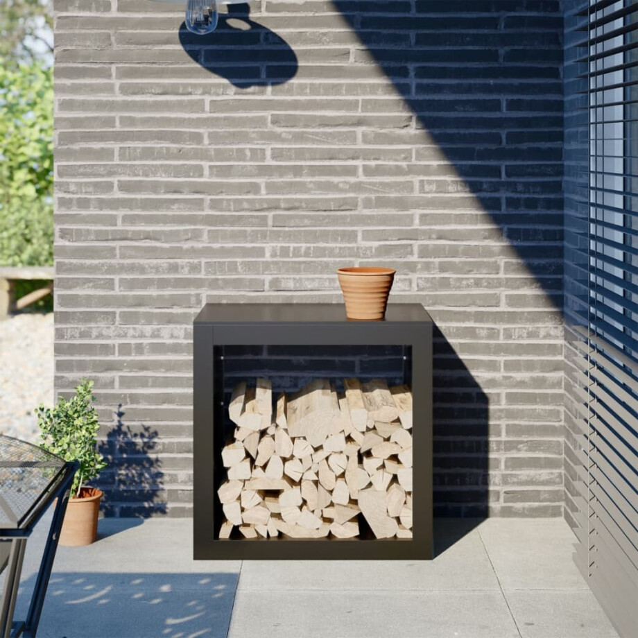 vidaXL Haardhoutrek 60x40x60 cm staal zwart afbeelding 1