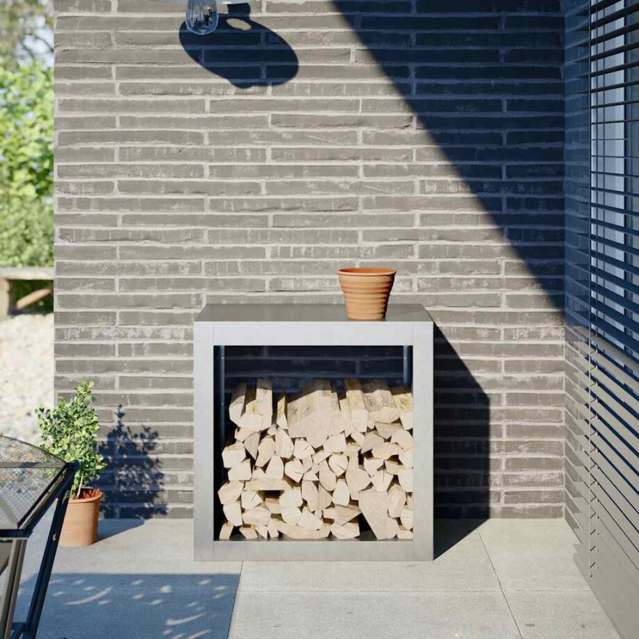 vidaXL Haardhoutrek 60x40x60 cm gegalvaniseerd staal afbeelding 1