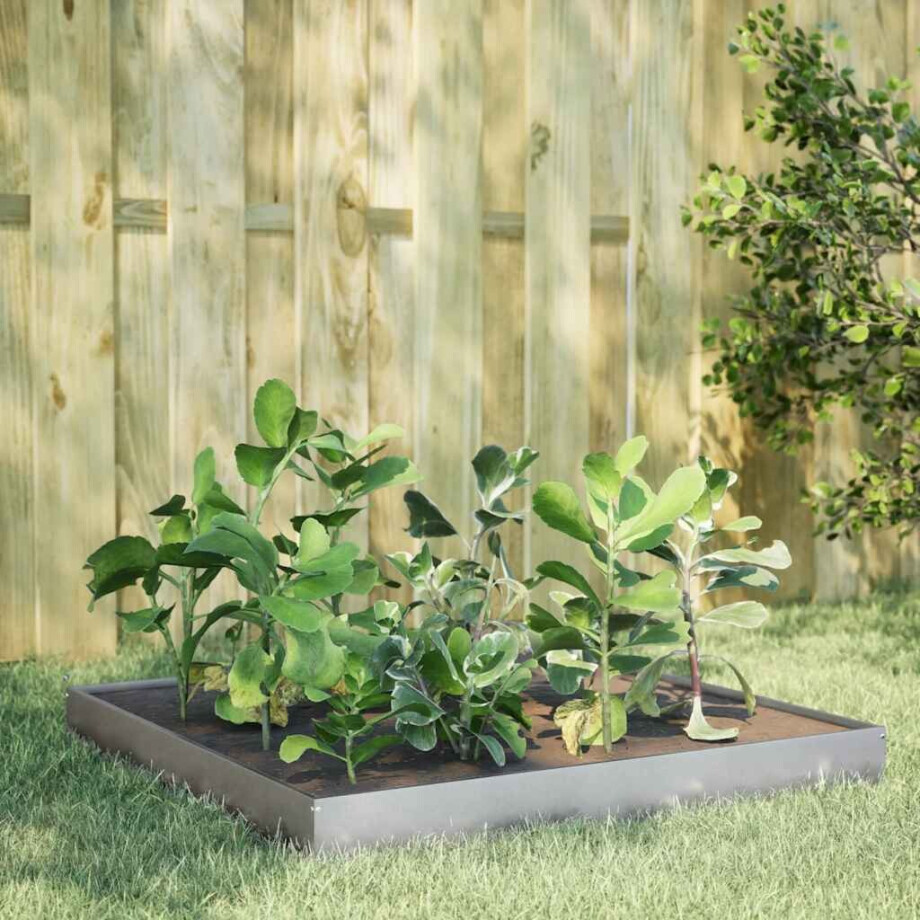vidaXL Plantenbak verhoogd 100x100x18,5 cm gegalvaniseerd staal afbeelding 1