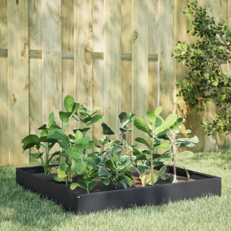 vidaXL Plantenbak verhoogd 100x100x26 cm staal antracietkleurig afbeelding 1