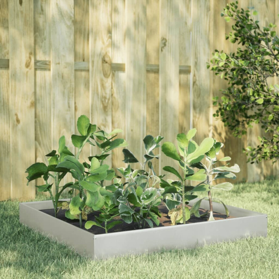 vidaXL Plantenbak verhoogd 100x100x26 cm roestvrijstaal afbeelding 1