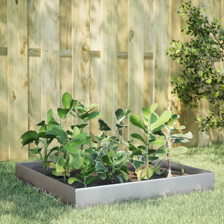 vidaXL Plantenbak verhoogd 100x100x26 cm gegalvaniseerd staal afbeelding 1