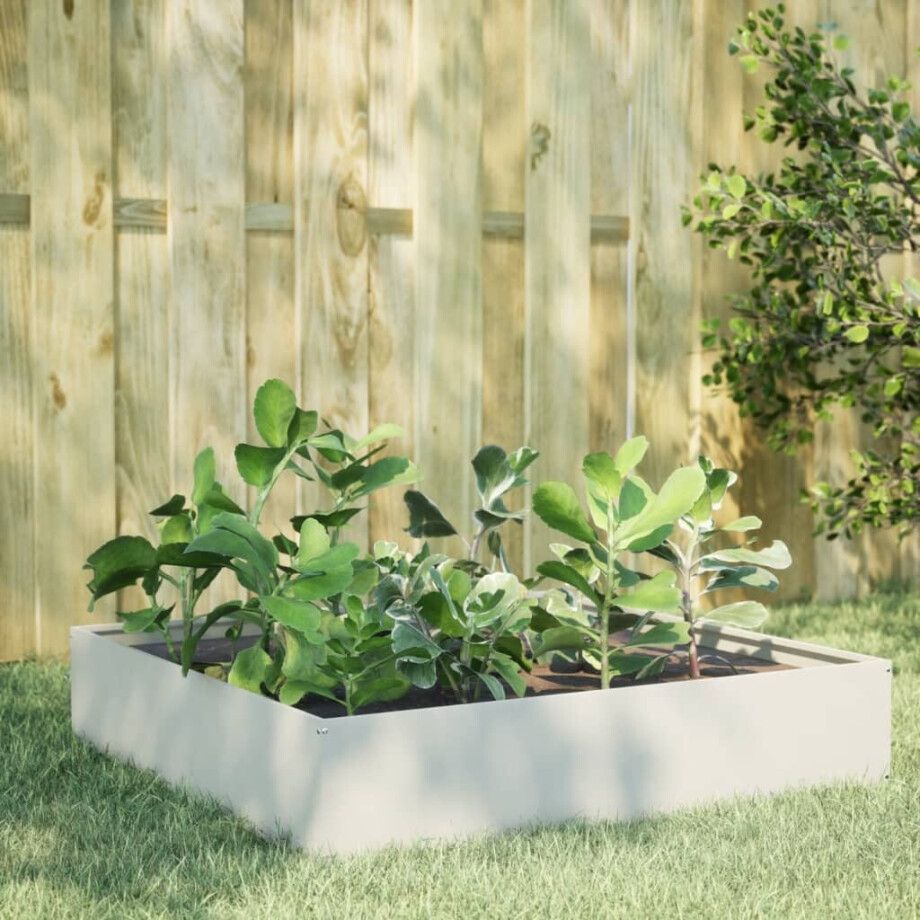 vidaXL Plantenbak verhoogd 100x100x33,5 cm staal wit afbeelding 1