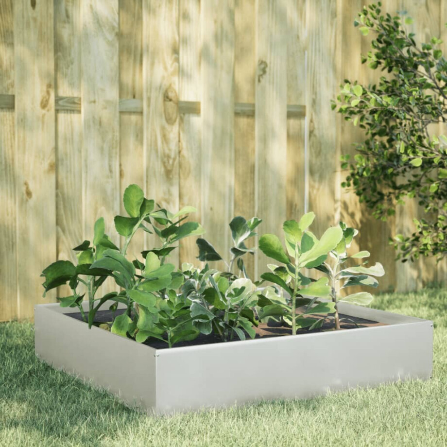 vidaXL Plantenbak verhoogd 100x100x33,5 cm roestvrijstaal afbeelding 1