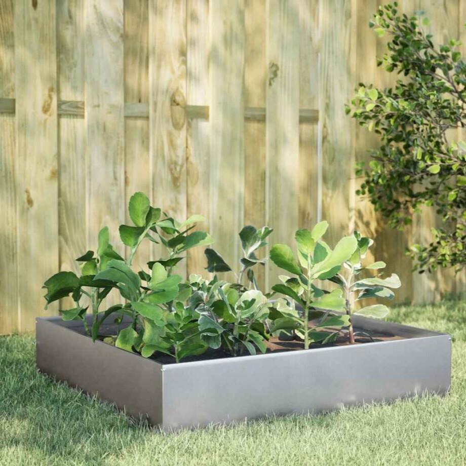 vidaXL Plantenbak verhoogd 100x100x33,5 cm gegalvaniseerd staal afbeelding 1