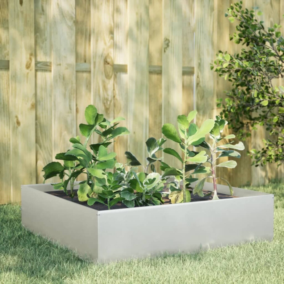 vidaXL Plantenbak verhoogd 100x100x25 cm roestvrijstaal afbeelding 1