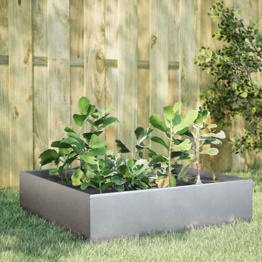 vidaXL Plantenbak verhoogd 100x100x25 cm gegalvaniseerd staal afbeelding 1