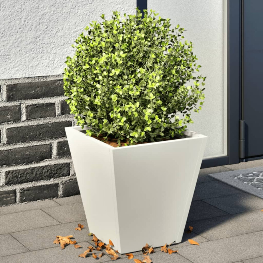 vidaXL Plantenbakken 2 st 30x30x30 cm staal wit afbeelding 1