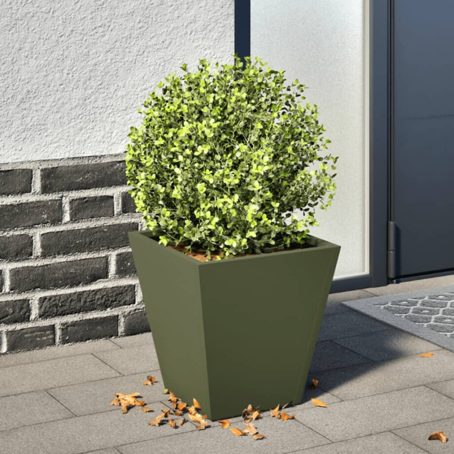 vidaXL Plantenbak 30x30x30 cm staal olijfgroen afbeelding 1