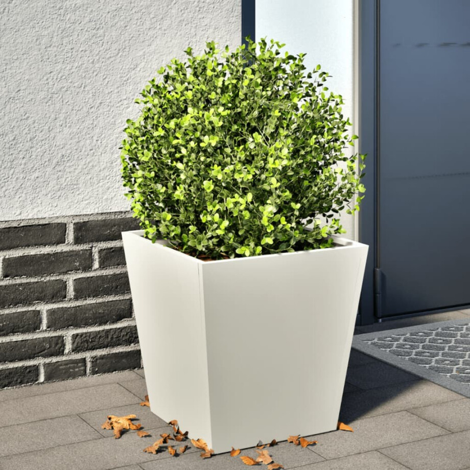 vidaXL Plantenbak 40x40x40 cm staal wit afbeelding 1