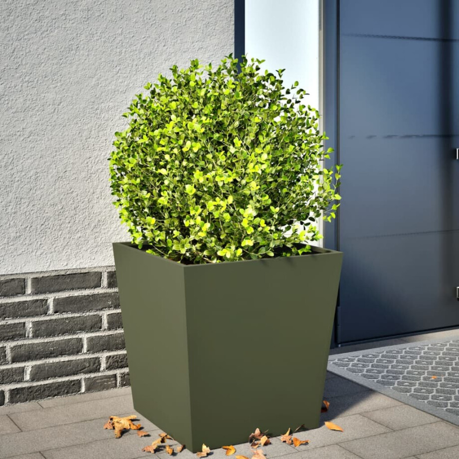 vidaXL Plantenbak 50x50x50 cm staal olijfgroen afbeelding 1