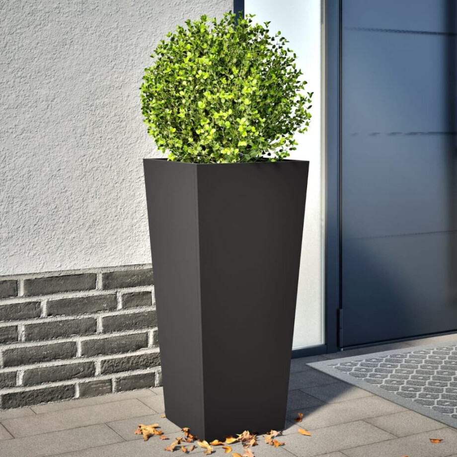 vidaXL Plantenbakken 2 st 35x35x75 cm staal zwart afbeelding 1