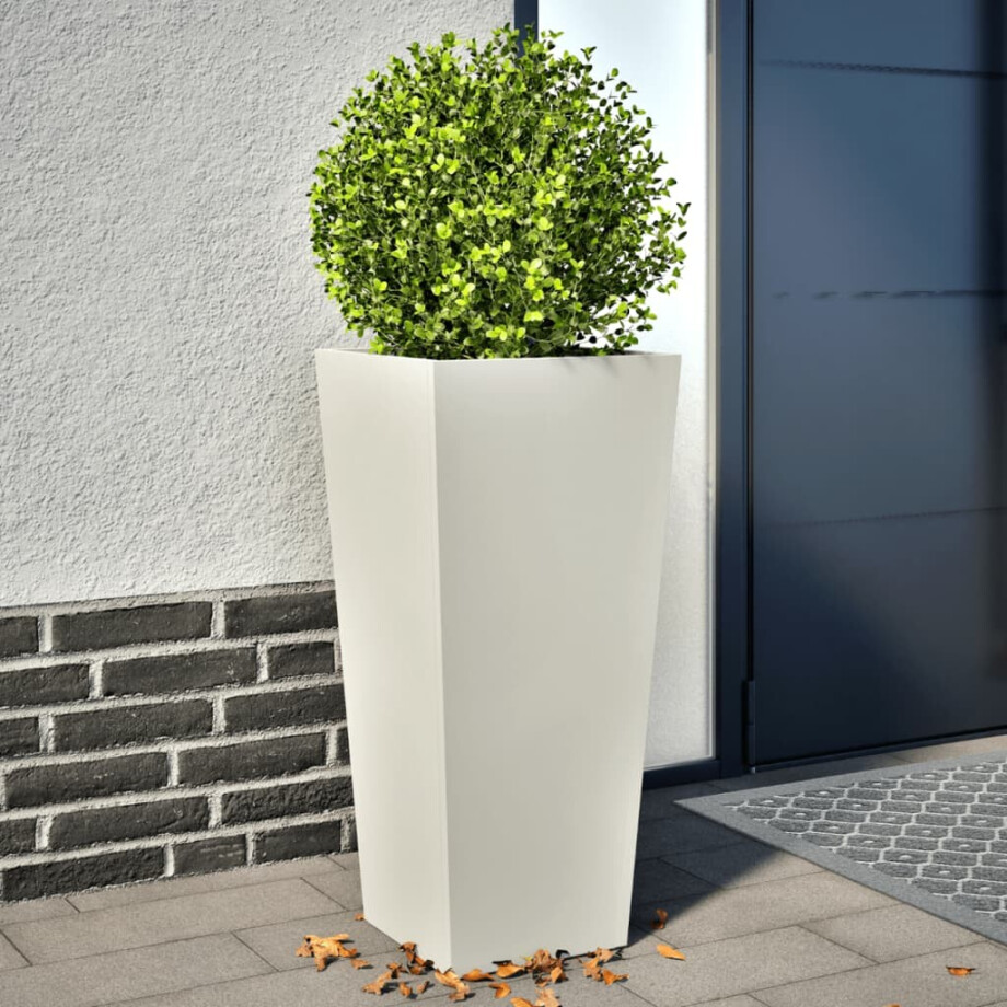vidaXL Plantenbakken 2 st 35x35x75 cm staal wit vidaXL Plantenbakken 2 st 35x35x75 cm staal wit afbeelding 1