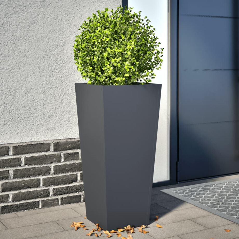 vidaXL Plantenbakken 2 st 35x35x75 cm staal antracietkleurig afbeelding 1