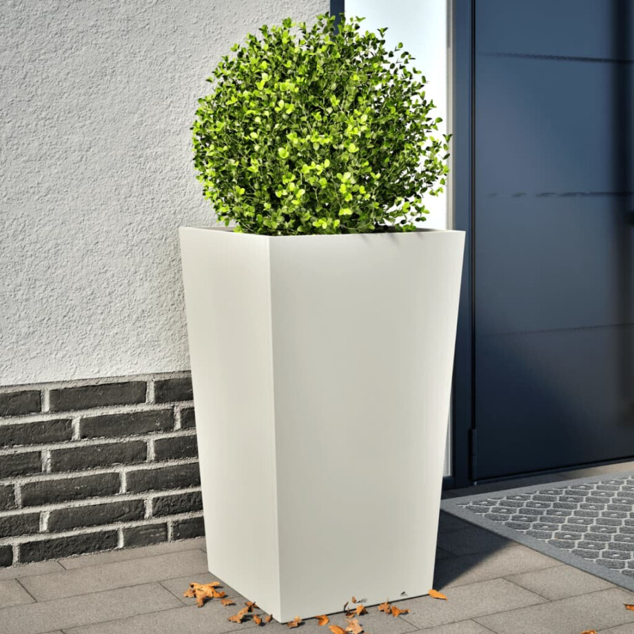 vidaXL Plantenbakken 2 st 45x45x75 cm staal wit afbeelding 1