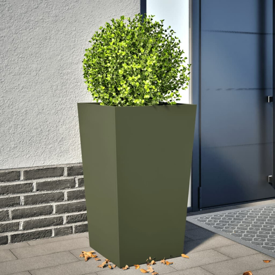 vidaXL Plantenbak 45x45x75 cm staal olijfgroen afbeelding 1