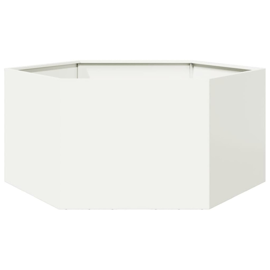 vidaXL Plantenbak zeshoek 104x90x45 cm staal wit afbeelding 1