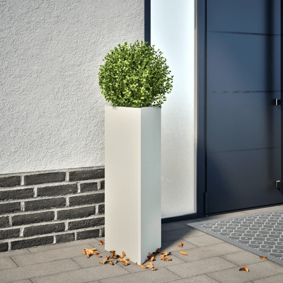 vidaXL Plantenbak driehoek 30x26x75 cm staal wit afbeelding 1