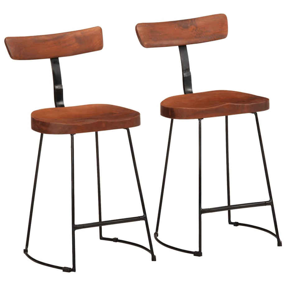 vidaXL Barkrukken 2 st 49x43x79 cm massief mangohout vidaXL Barkrukken 2 st 49x43x79 cm massief mangohout afbeelding 1
