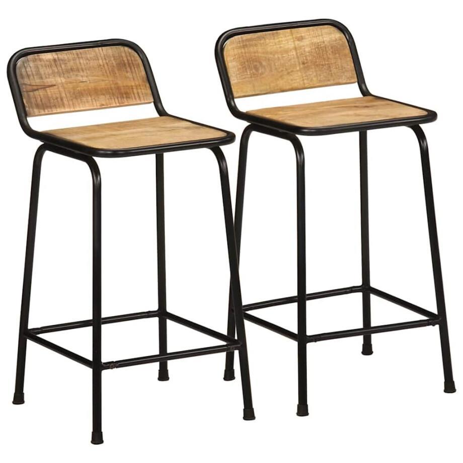 vidaXL Barkrukken 2 st 46x35,5x80 cm massief hout ruw mango vidaXL Barkrukken 2 st 46x35,5x80 cm massief hout ruw mango afbeelding 1