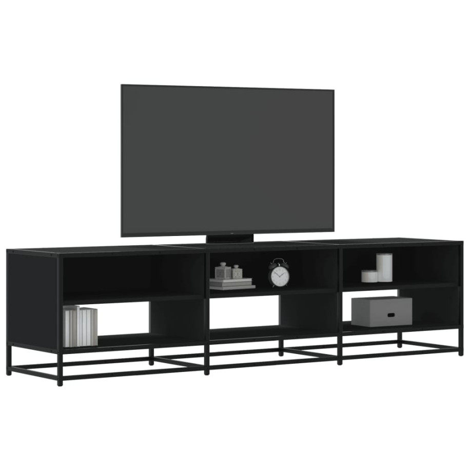 vidaXL Tv-meubel 180x40x46 cm bewerkt hout zwart vidaXL Tv-meubel 180x40x46 cm bewerkt hout zwart afbeelding 1