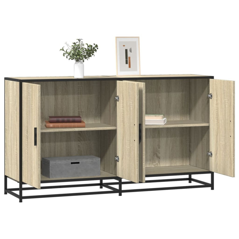 vidaXL Dressoir 134x35x76 cm bewerkt hout sonoma eikenkleurig afbeelding 1