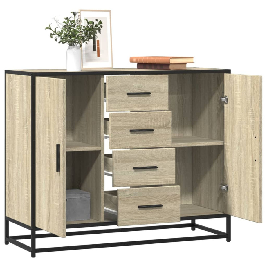vidaXL Dressoir 92x35x76 cm bewerkt hout sonoma eikenkleurig afbeelding 1