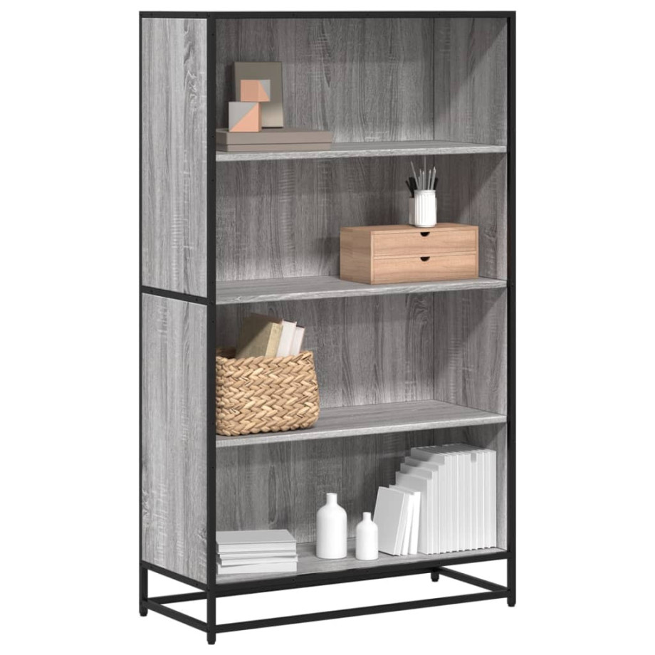 vidaXL Boekenkast 80,5x35x139 cm bewerkt hout grijs sonoma eikenkleur afbeelding 1