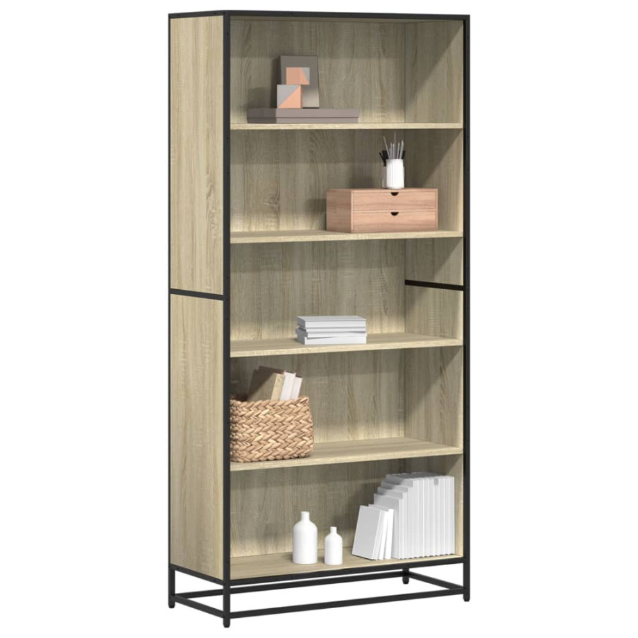 vidaXL Boekenkast 80,5x35x170,5 cm bewerkt hout sonoma eikenkleurig afbeelding 1