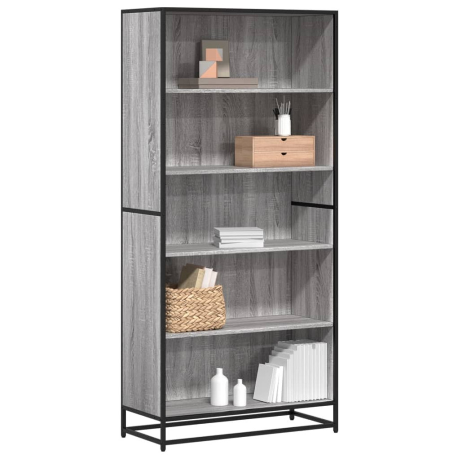 vidaXL Boekenkast 80,5x35x170,5 cm bewerkt hout grijs sonoma eiken afbeelding 1