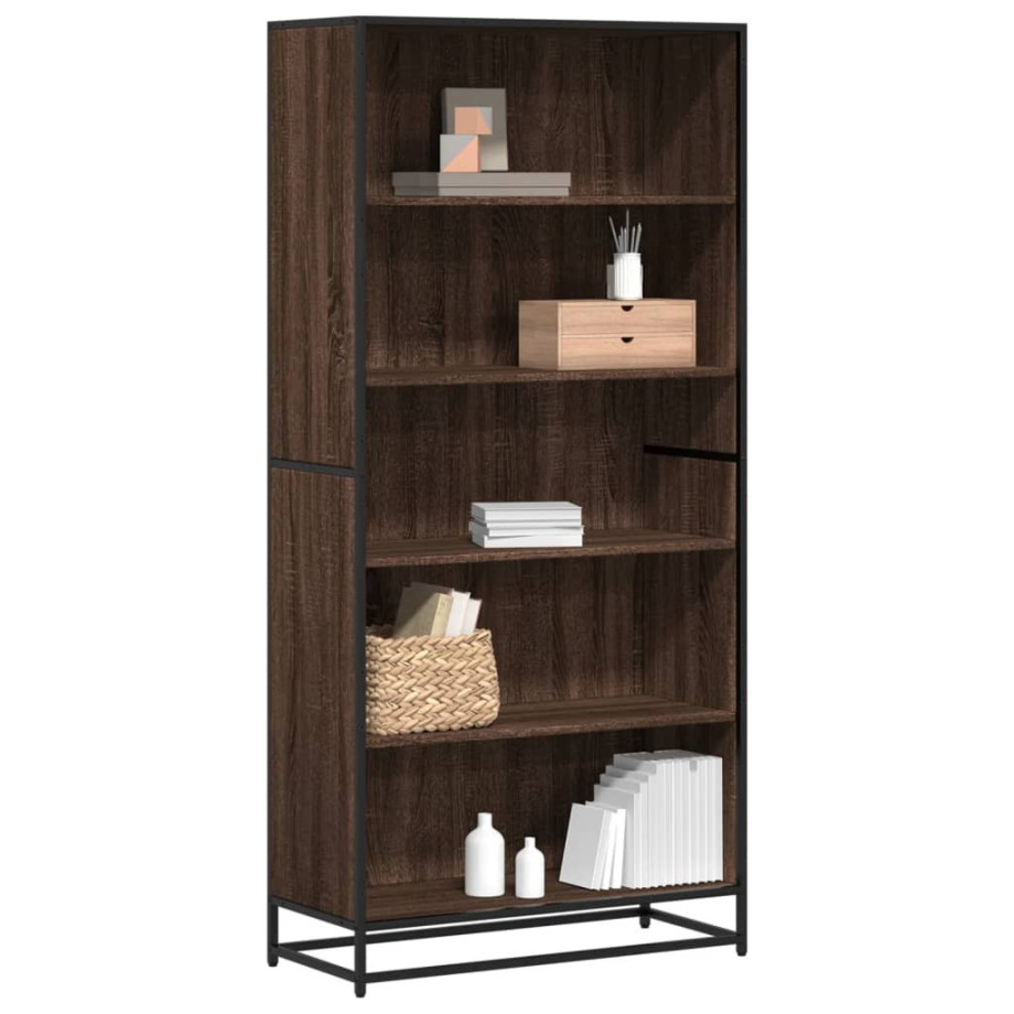 vidaXL Boekenkast 80,5x35x170,5 cm bewerkt hout bruin eikenkleurig afbeelding 1