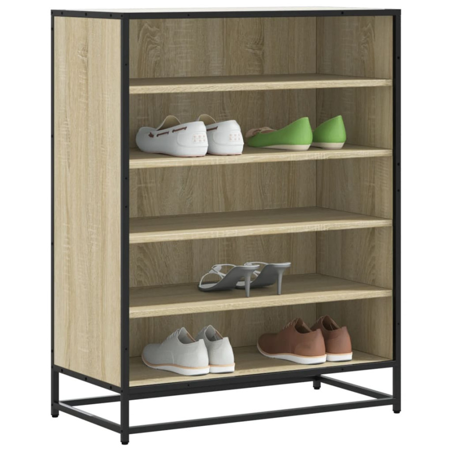 vidaXL Schoenenkast 75x38x97,5 cm bewerkt hout en metaal sonoma eiken vidaXL Schoenenkast 75x38x97,5 cm bewerkt hout en metaal sonoma eiken afbeelding 1