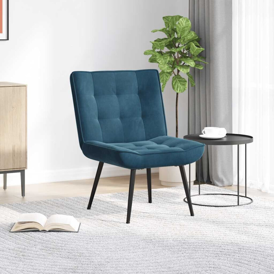 vidaXL Relaxstoel 64x74x84 cm fluweel blauw afbeelding 1