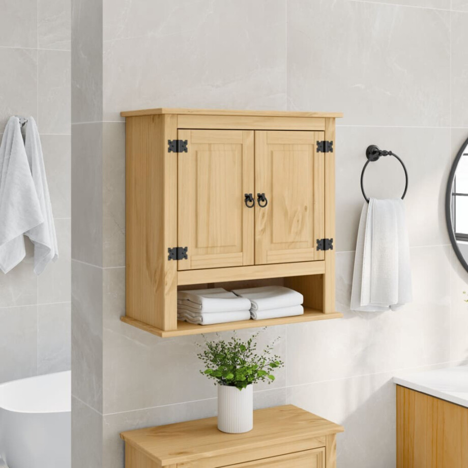 vidaXL Badkamerwandkast Corona 70x33x71,5 cm massief grenenhout vidaXL Badkamerwandkast Corona 70x33x71,5 cm massief grenenhout afbeelding 1