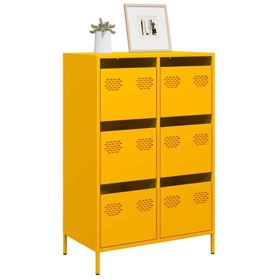 vidaXL Hoge kast 68x39x101,5 cm staal mosterdgeel vidaXL Hoge kast 68x39x101,5 cm staal mosterdgeel afbeelding 1
