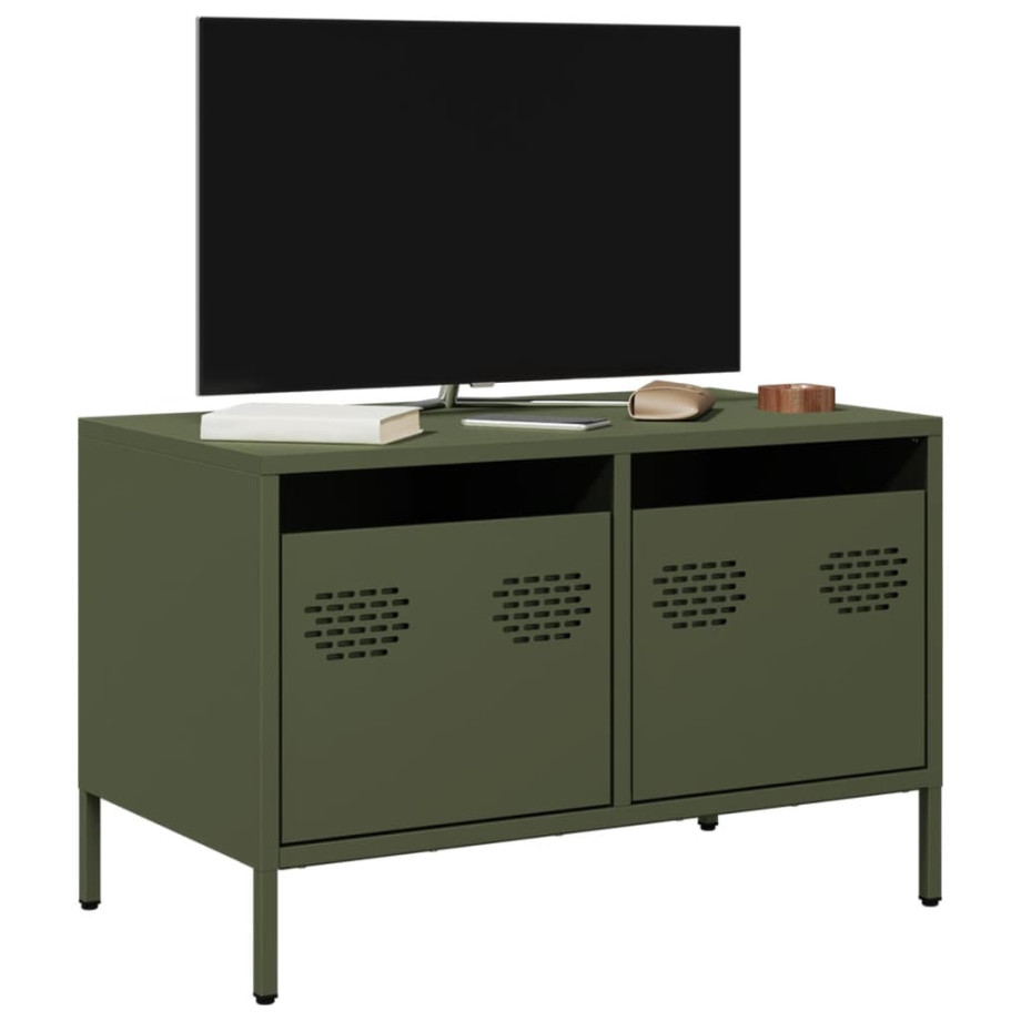 vidaXL Tv-meubel 68x39x43,5 cm koudgewalst staal olijfgroen afbeelding 1