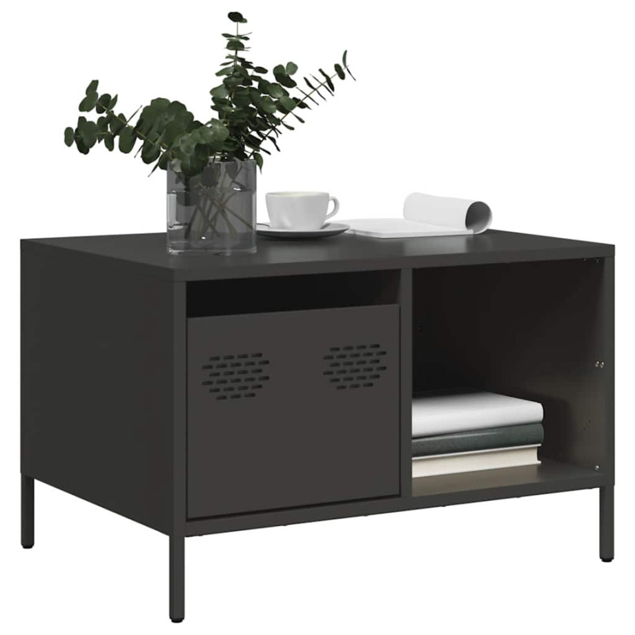 vidaXL Salontafel 68,5x50x43,5 cm koudgewalst staal zwart vidaXL Salontafel 68,5x50x43,5 cm koudgewalst staal zwart afbeelding 1